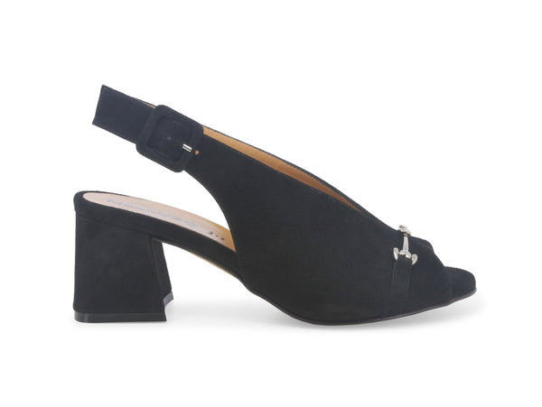 Melluso Sandali Eleganti Morsetto Tacco Largo in Camoscio Nero N647-235285